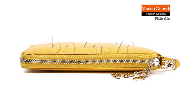 Ví da nữ Marino Orlandi 7541205 màu vàng gold khóa kéo hợp kim