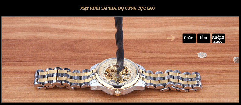 Đồng hồ nam Aiers B125G kính saphier