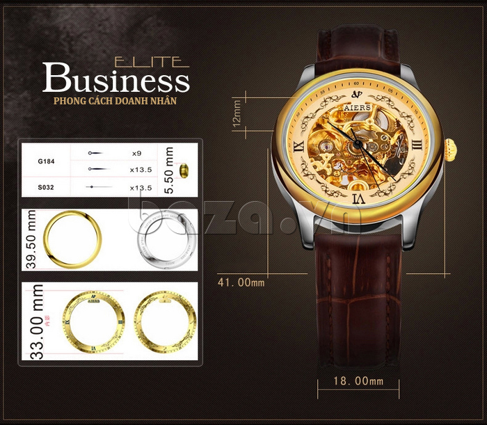 Đồng hồ nam Aiers B125G phong cách doanh nhân]