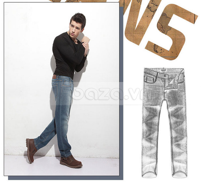 bản vẽ thiết kế mẫu Quần Jeans nam ống rộng Lehondies
