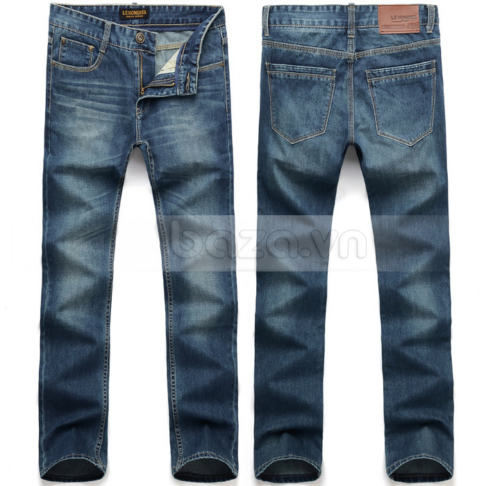 Mặt trước và sau Quần Jeans nam ống rộng Lehondies