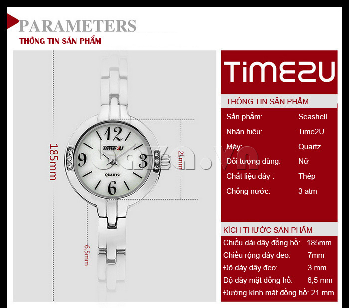 thông tin sản phẩm của Đồng hồ nữ Time2U Gắn đá cao cấp