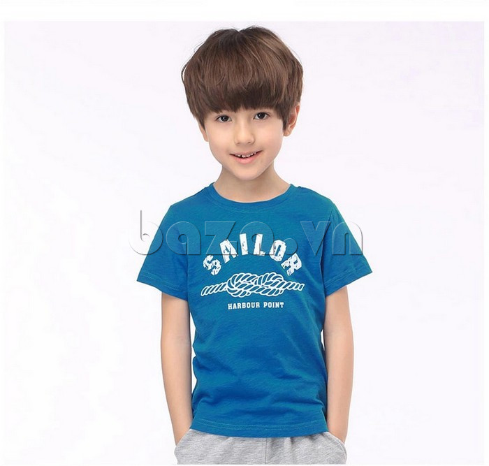 Áo thun bé trai Lobell 152-025A màu xanh nhạt