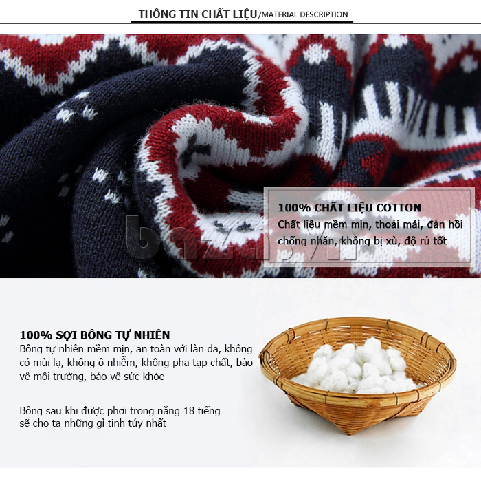 Áo len nam No1Dara MYN45313 chất liệu 100% cotton
