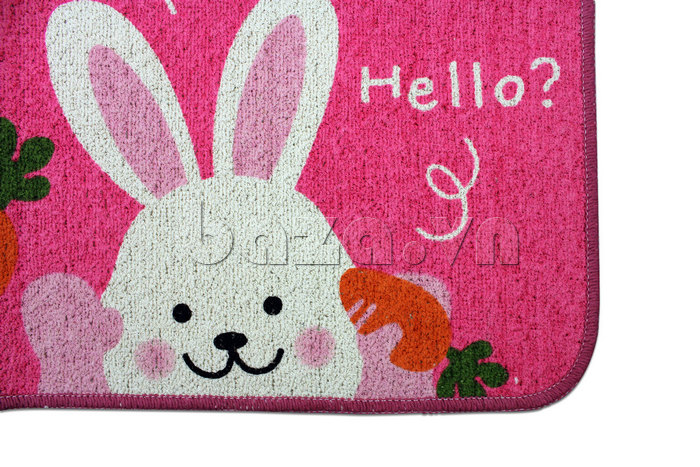 Thảm lau chân Hello Rabbit với mặt trước làm từ vải sợi tổng hợp