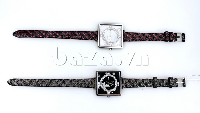 Đồng hồ nữ Julius EK-1004 Mặt lồng trong mặt độc đáo màu dây đen và màu dây tím 