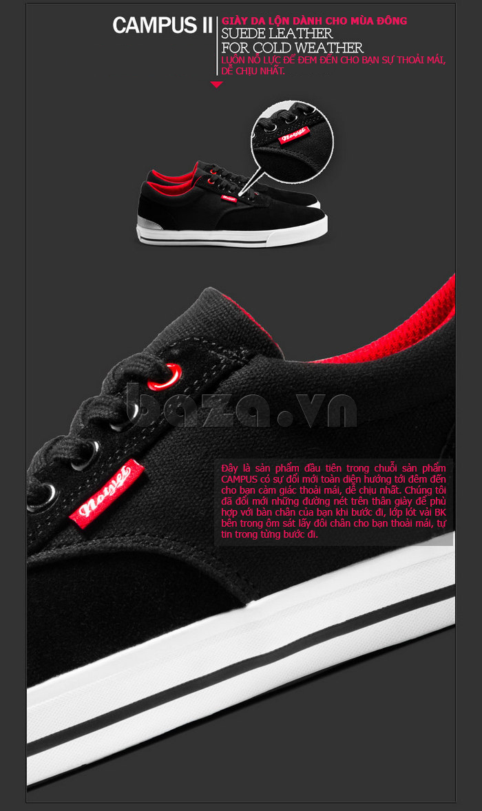 giày vải nam Notyet NY-LD3306 kết hợp hài hòa giữa màu đen và hồng tạo sức hấp dẫn mãnh liệt