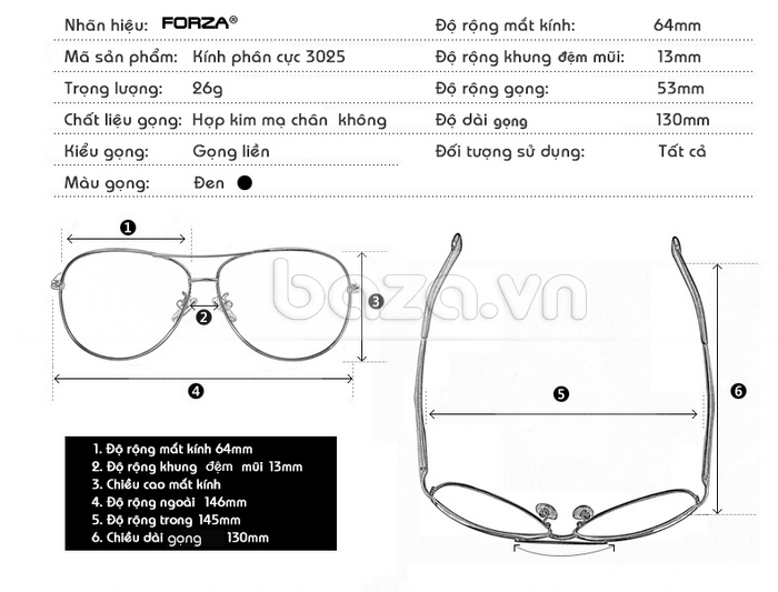 Kính mắt nam Forza 3025 - kính mắt cho quý ông