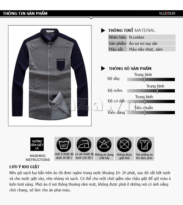 Áo thun nam Nleidun S1111 kiểu dáng sơ mi- thông tin sản phẩm áo thun nam 