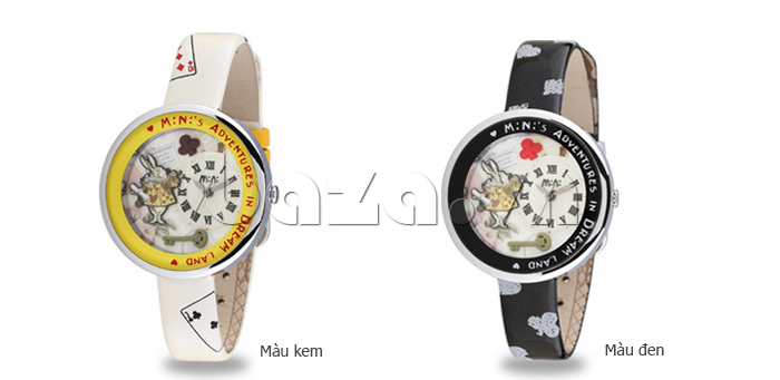 Đồng hồ nữ Mini MN1093 Mặt thỏ ngộ nghĩnh màu kem, màu đen 