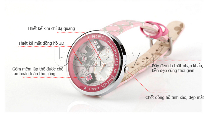 Đồng hồ nữ Mini MN1093 Mặt thỏ ngộ nghĩnh thiết kế kim chỉ dạ quang 
