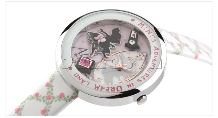 Đồng hồ nữ Mini MN1093 Mặt thỏ ngộ nghĩnh họa tiết gốm mềm 