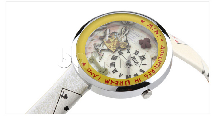 Đồng hồ nữ Mini MN1093 Mặt thỏ ngộ nghĩnh màu kem trang nhã 