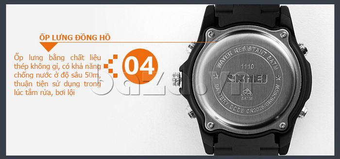 Đồng hồ điện tử nam phong cách thể thao Skmei sáng bóng 