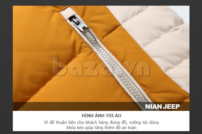 Áo khoác nam lông vũ siêu nhẹ Nian Jeep D1758 túi áo tiện dụng