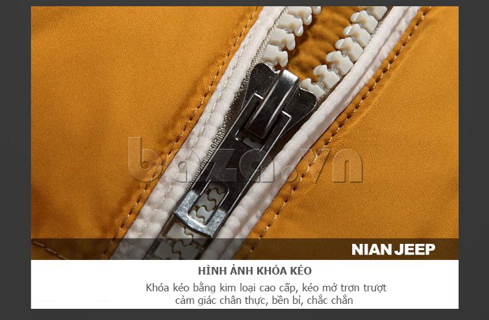 Áo khoác nam lông vũ siêu nhẹ Nian Jeep D1758 - khóa kéo thời trang