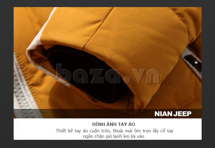 Áo khoác nam lông vũ siêu nhẹ Nian Jeep D1758 - tay áo chắc chắn