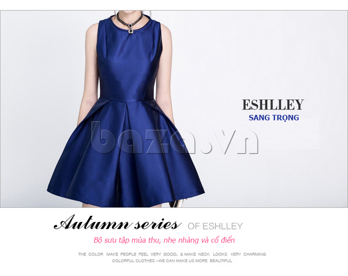 Váy liền xếp li eo cho nữ Eshlley CD5018