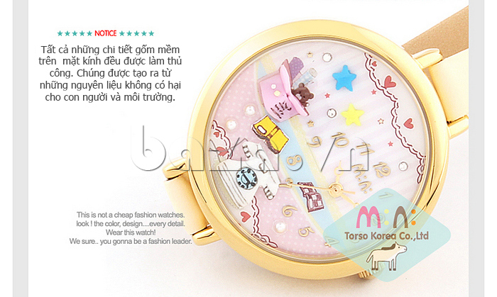 Đồng hồ nữ Mini MN938 dây da gắn nơ chất liệu thân thiện với môi trường 