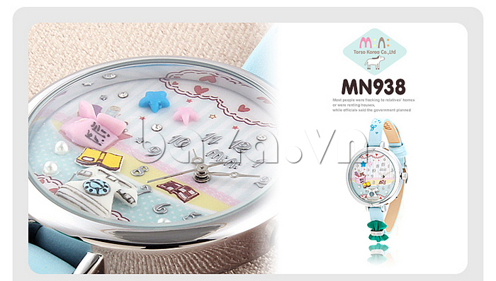 Đồng hồ nữ Mini MN938 dây da gắn nơ sang trọng 