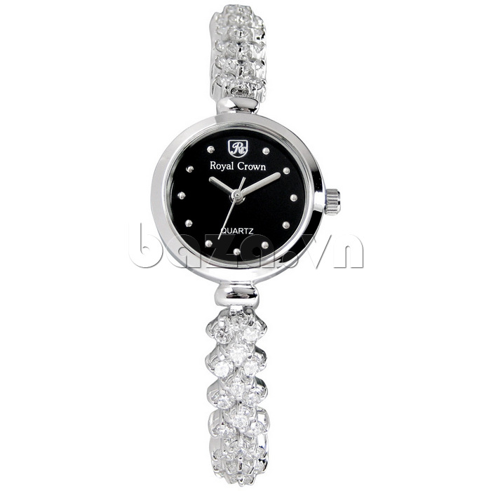 Đồng hồ lắc tay nữ Royal Crown mặt tròn màu đen