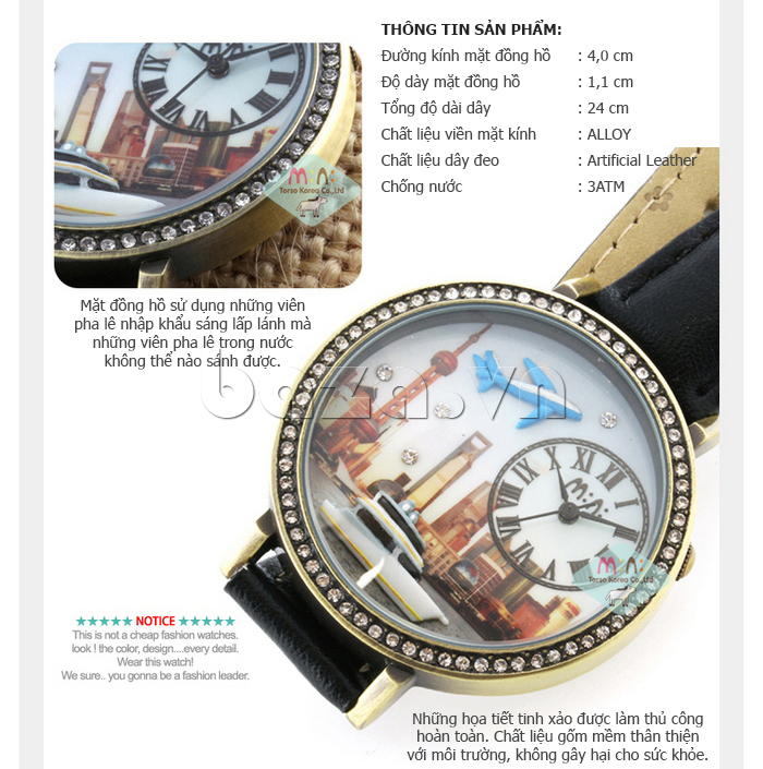 Thông tin sản phẩm của Đồng hồ thời trang nữ Mini MN1075 mặt đính đá cao cấp 
