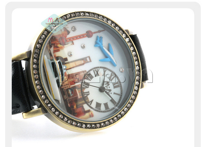 Đồng hồ thời trang nữ Mini MN1075 mặt đính đá cao cấp viền đính pha lê sang trọng 