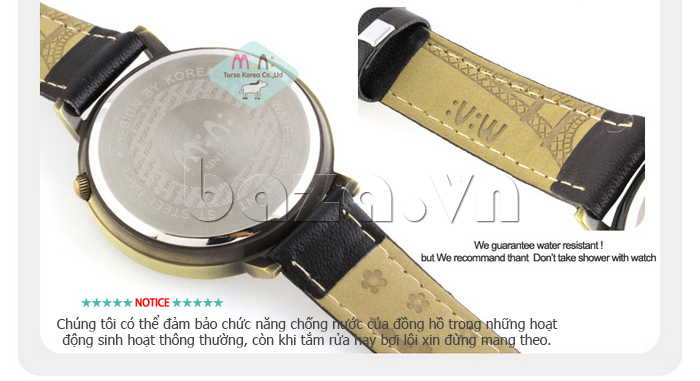Đồng hồ thời trang nữ Mini MN1075 mặt đính đá cao cấp tem bảo hành chính hãng ở đáy sản phẩm 