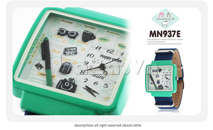 Đồng hồ mặt chữ nhật Mini MN937 thời trang