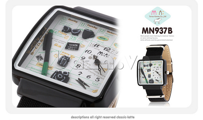 Đồng hồ mặt chữ nhật Mini MN937 cá tính 