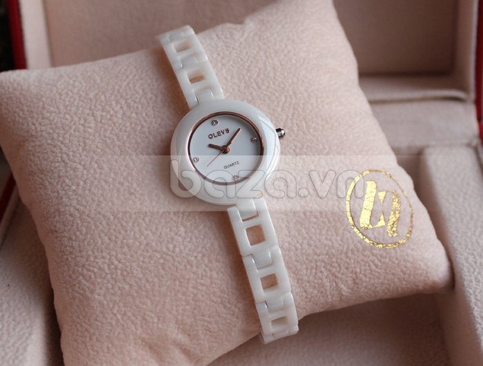 Đồng hồ nữ dây gốm sứ OLEVS màu trắng trẻ trung
