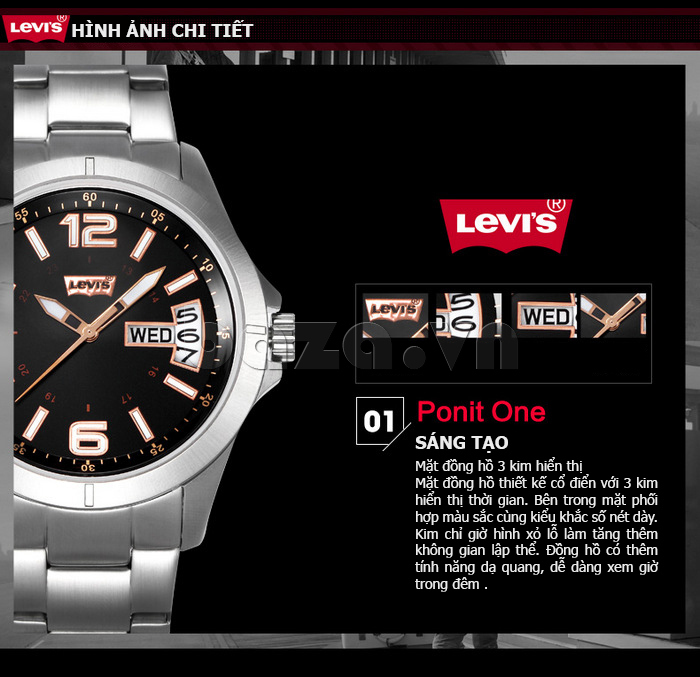 Đồng hồ nam Levis LTJ08 phục cổ thời trang
