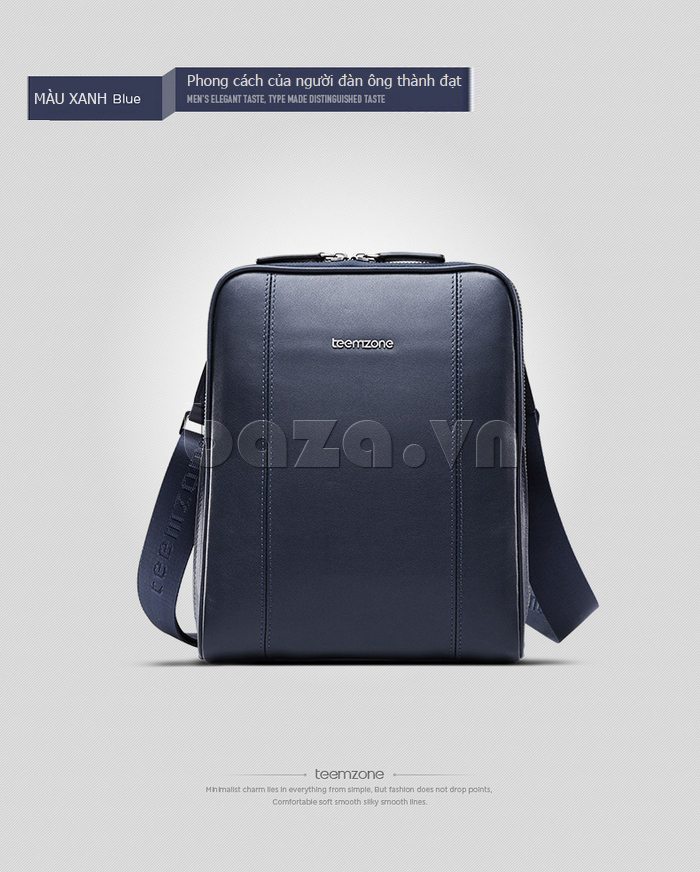 Túi da nam Teemzone T0905 màu xanh