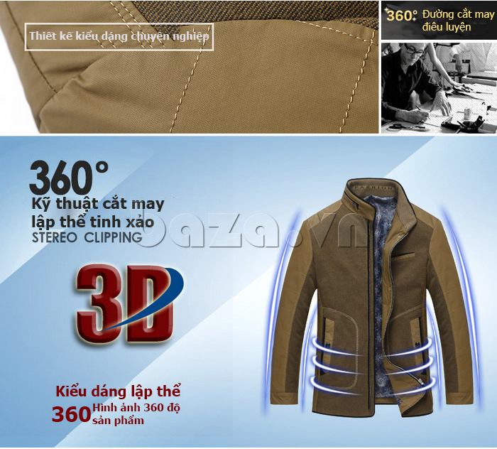 áo khoác thu đông nam cổ đứng Nleidun J8072 với kiểu dáng thiết kế lập thể