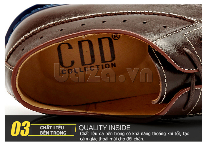 Giày da nam CDD 1611 sử dụng chất liệu bên trong mềm mịn, khô thoáng