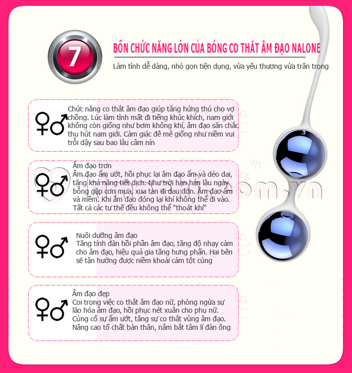 Combo 2 dụng cụ bóng co giãn âm đạo Sextoy Nalone với 4 chức năng lớn