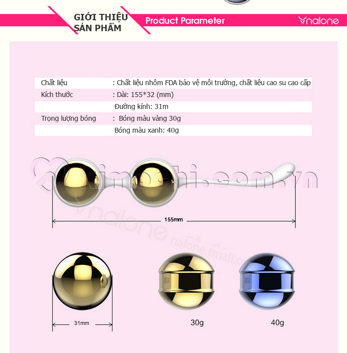thông số sản phẩm Combo 2 dụng cụ bóng co giãn âm đạo Sextoy Nalone