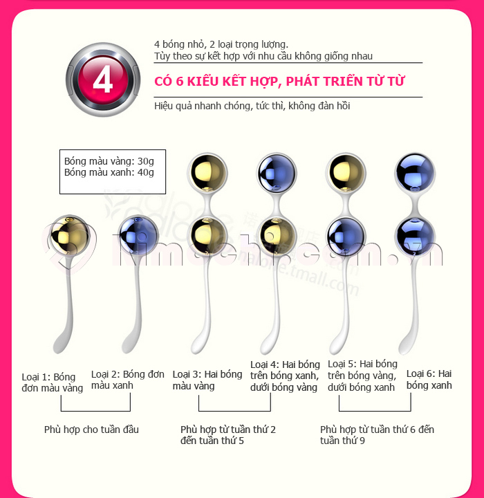 Combo 2 dụng cụ bóng co giãn âm đạo Sextoy Nalone có 6 kiểu kết hợp