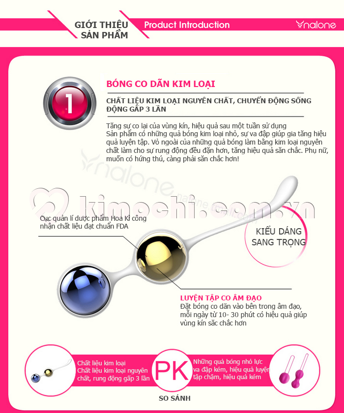 Combo 2 dụng cụ bóng co giãn âm đạo Sextoy Nalone chuyển động gấp 3 lần