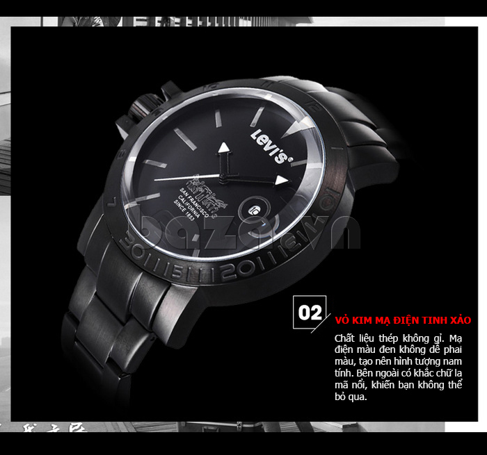 Đồng hồ nam Levis LTG1404 núm chỉnh giờ to bản ấn tượng