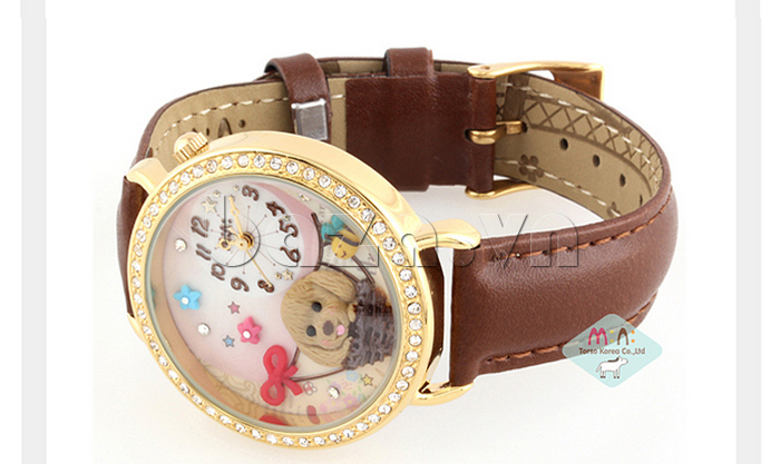 Đồng hồ nữ Mini MN962 Mặt hình cún con dễ thương dây da đẹp 