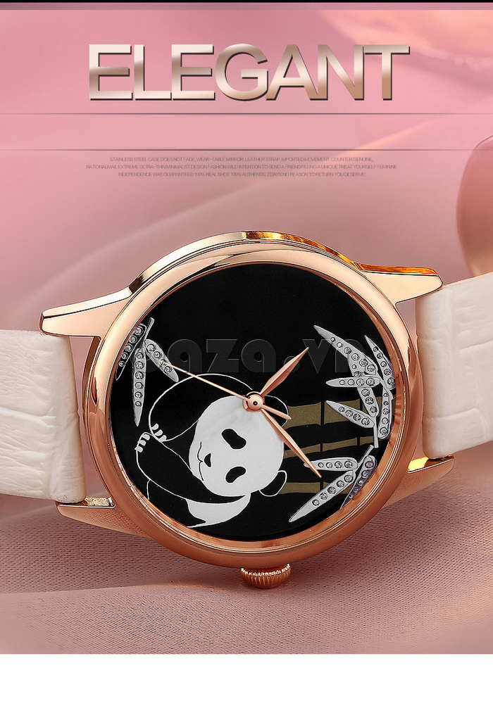  Đồng hồ nữ dây da Pinch L9513-P06 mặt hình gấu trúc bền bỉ vượt thời gian 