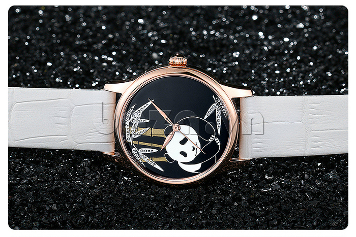 Đồng hồ nữ dây da Pinch L9513-P06 mặt hình gấu trúc họa tiết đáng yêu 