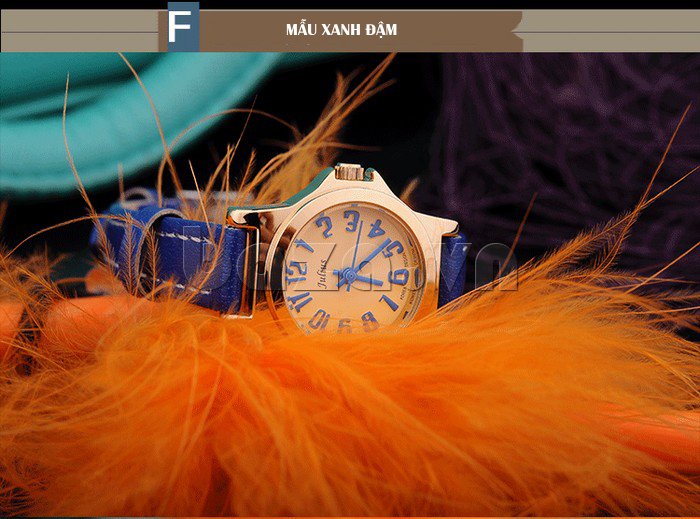 Đồng hồ nữ Julius JA-697 dây da màu xanh 