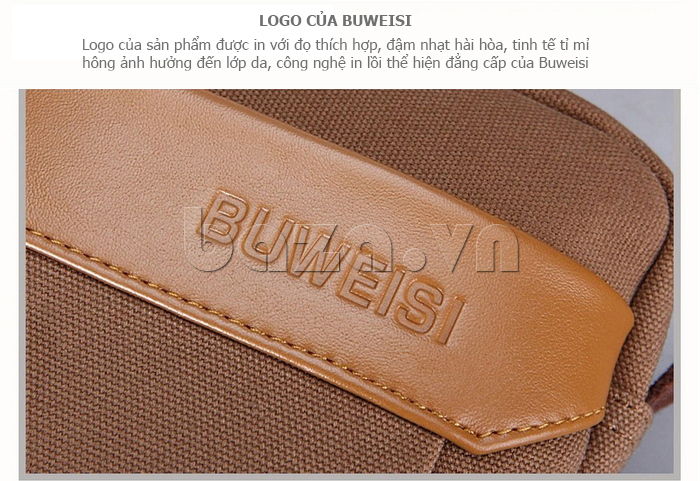 Túi đeo chéo Buweisi S010 được may logo khẳng định chính hãng