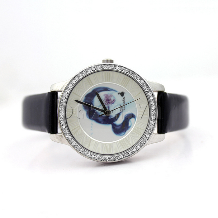 Đồng hồ nữ Julius EK-1003 mặt thiếu nữ viền đính đá sang trọng 