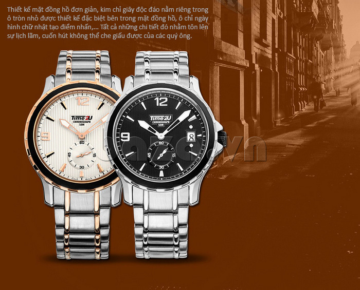 Đồng hồ nam thời trang Time2U Thiết kế cổ điển ấn tượng