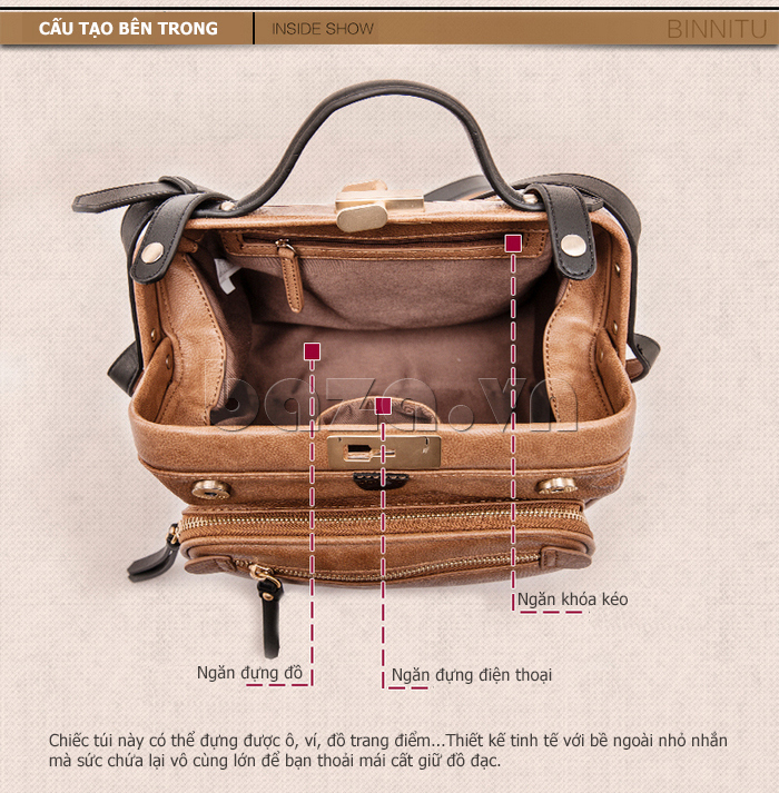 Túi xách nữ Binnitu B6610 đựng được nhiều đồ, tiện dụng 