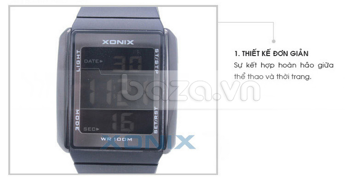 Đồng hồ thể thao XONIX FJ mặt chữ nhật mạnh mẽ thiết kế đơn giản 