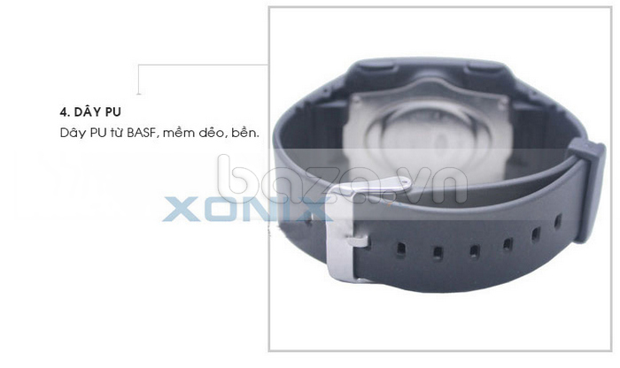 Đồng hồ thể thao XONIX FJ mặt chữ nhật mạnh mẽ dây PU mềm dẻo 
